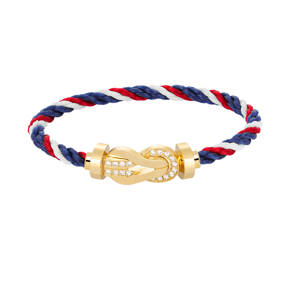 FRED CHANCE LARGE 8 FIGURE BUCKLE HALF DIAMOND BRACELET GOLD
