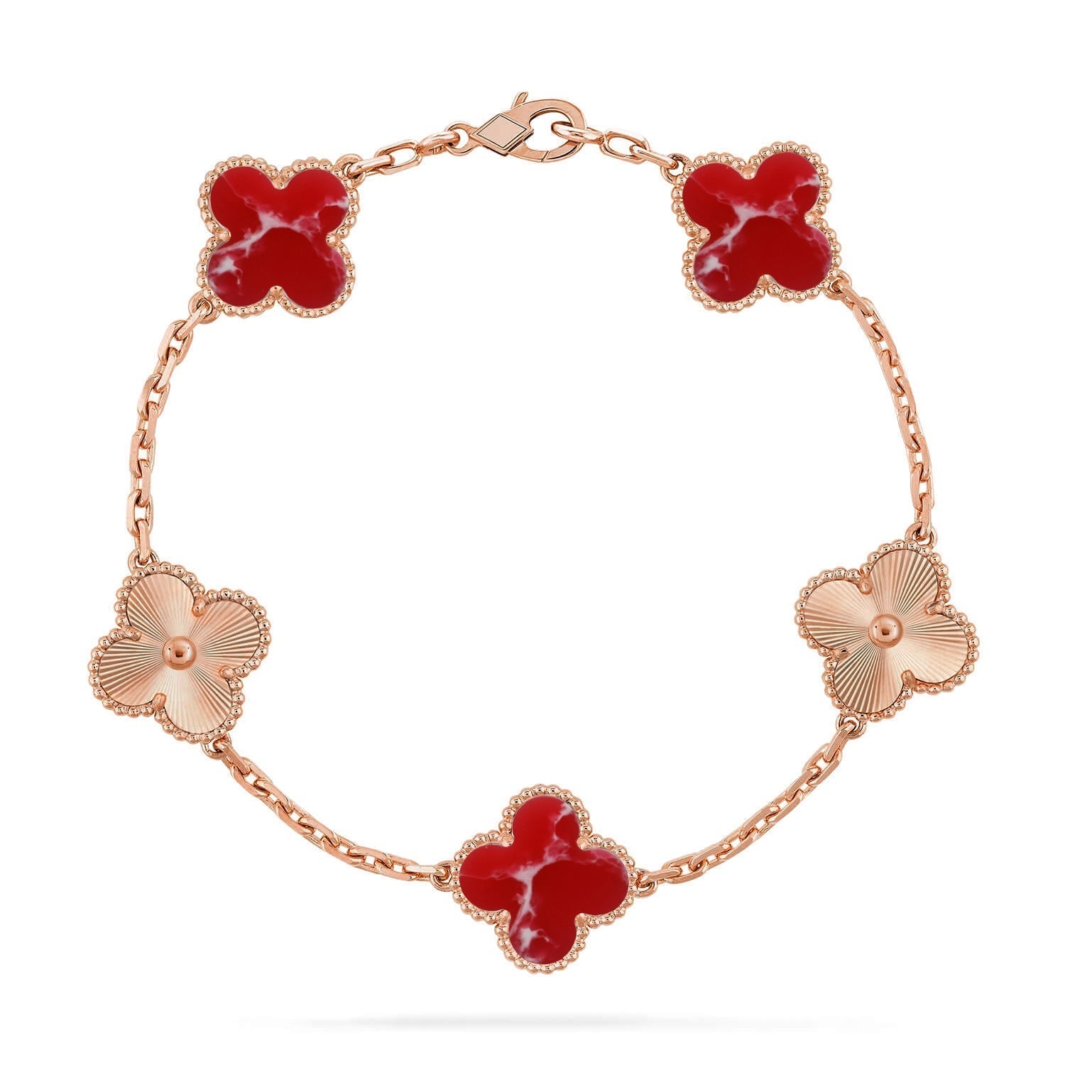VCA CLOVER 5 MOTIF RED PATTERN BRACELET COLLECTION