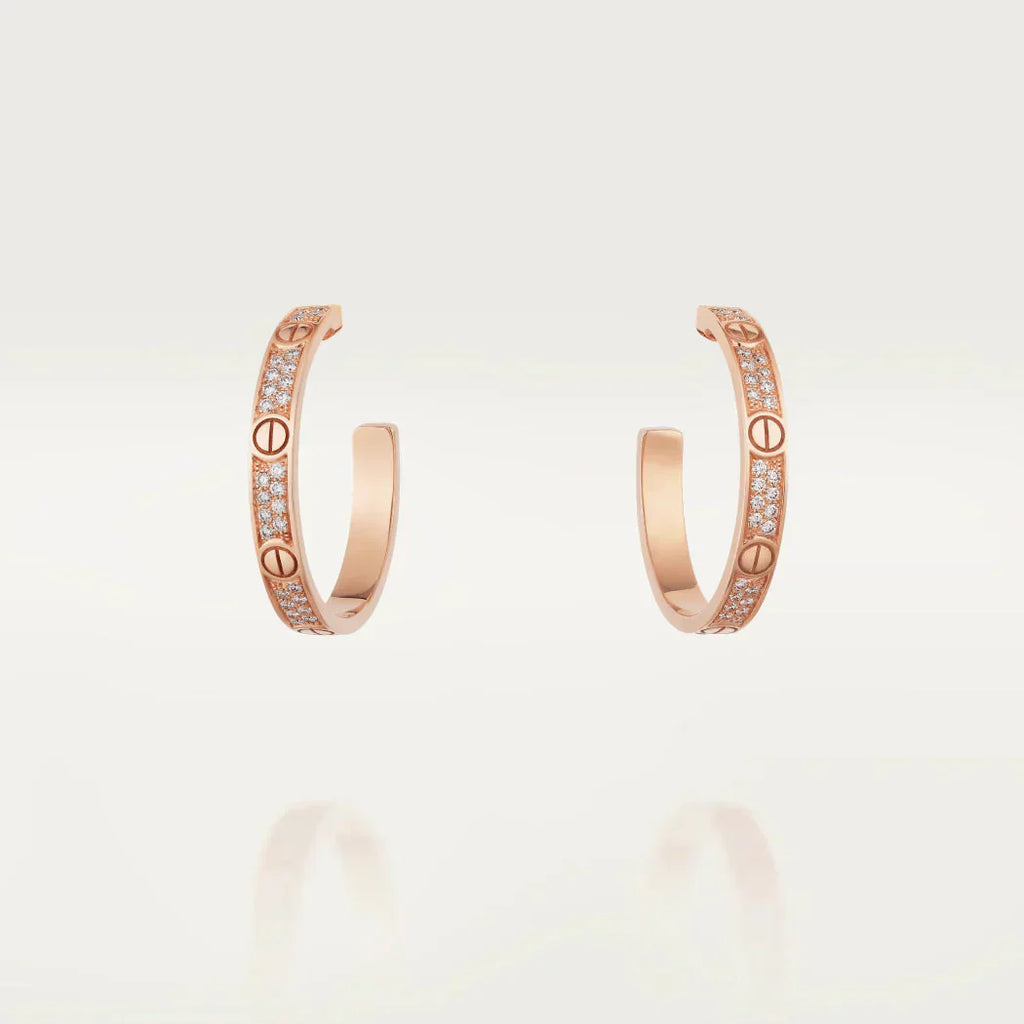 CARTIER LOVE DIAMOND PINK GOLD HOOP EARRINGS