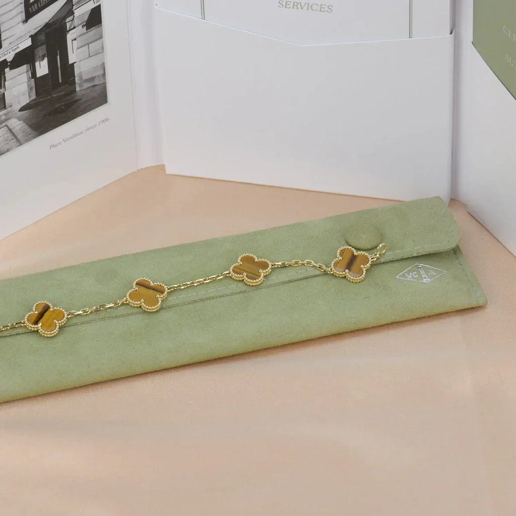 VCA CLOVER 5 MOTIFS TIGER EYE BRACELET COLLECTION